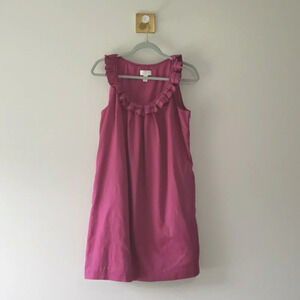 Loft 100% Cotton Sleeveless Petites Dress 12P Fushia Pockets Lined Office Sunday